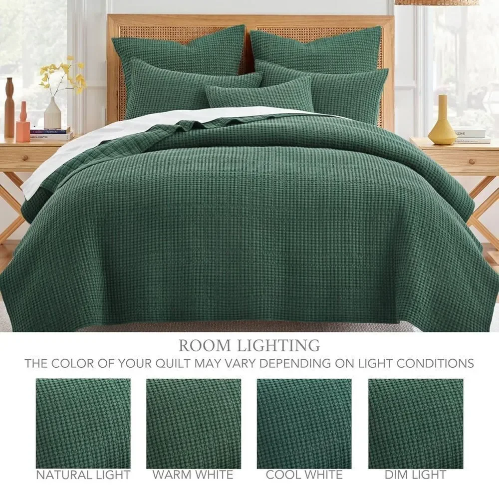 NWOT- Levtex Home Mills Waffle King Bedspread Set w 2 Pillow Shams